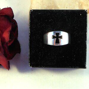 Sterling Silver Cross Ring Size 9  - Christian Cross Ring - Unisex Ring